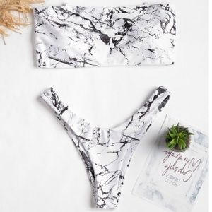 Zaful Marble Print Swimsuit
